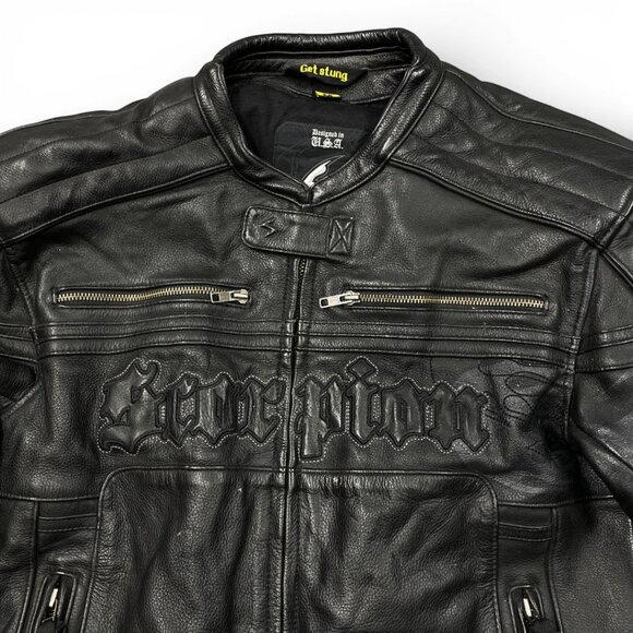 Scorpion Black Leather Motorcycle Racing Padded Armoured Biker Jacket Women's M - Picture 3 of 15